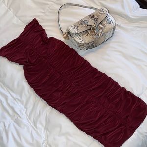 Ruched Tube Style Midi Dress “Kylie” Burgundy